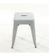 Tabouret de bar blanc style industriel vu de face sur fond blanc
