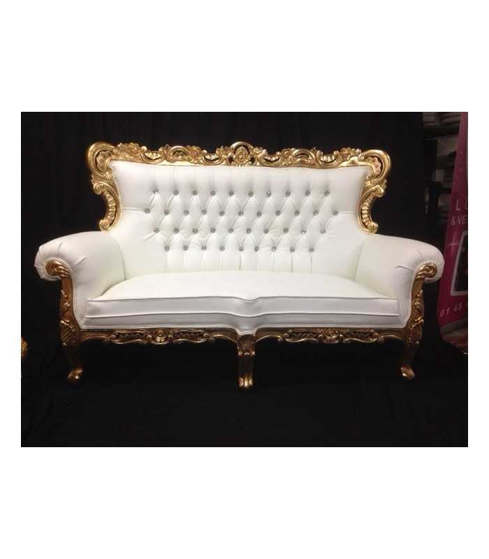 Gold and white wedding banquette rental