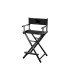 chaise à maquillage assise 63 cm en aluminium et toile noire vue de côté sur fond blanc