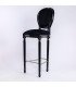Chaise de bar velours noir médaillon assise 76 cm sur fond blanc vue de côté