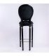 Chaise de bar velours noir médaillon assise 76 cm sur fond blanc vue de dos