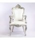 Rental of silver and white faux leather wedding chair