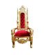 Trône en bois doré et velours rouge isolé sur fond blanc