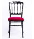 Photo of the black Napoleon III chair with a red cushion on a white background