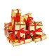 Paquets cadeaux vides lot de 5 dorés, éléments décoratifs de Noël pour mise en scène événementielle, sur fond blanc