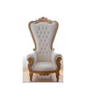 White and gold princess wedding throne for rent