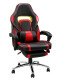 Chaise gaming noir et rouge avec repose-pieds et roulettes, en location chez 126 Events pour salon gaming et tournoi