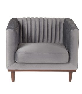 Grey velvet armchair rental