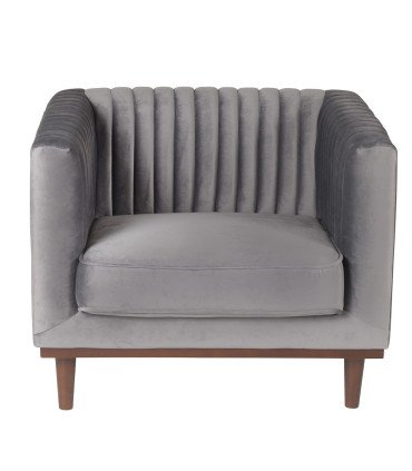 Grey velvet armchair rental