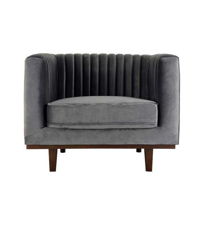 Location fauteuil en velours gris