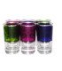 Lot de 6 verres à thé marocains colorés (vert, violet, bleu) avec motifs orientaux sur fond blanc