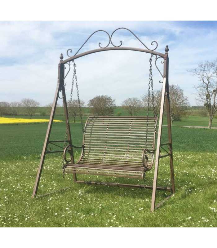 2-seater white wrought-iron swing