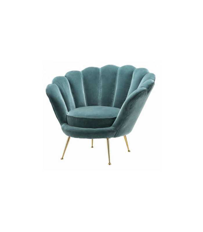 Shell armchair in green velvet on white background for rental 126 Events