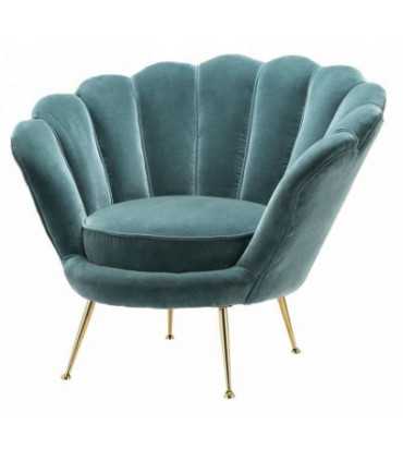 Shell armchair in green velvet on white background for rental 126 Events