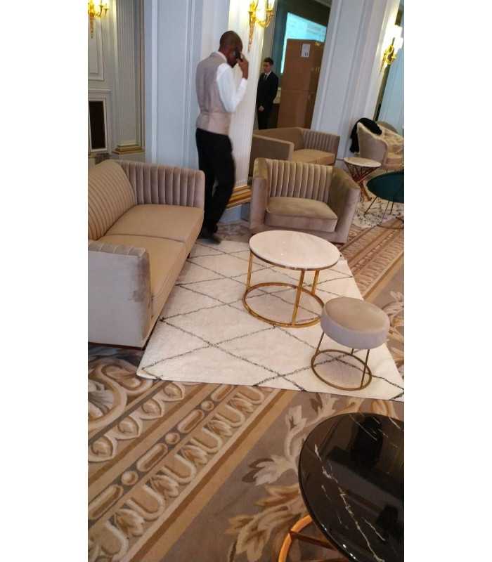 Beige velvet armchair rental