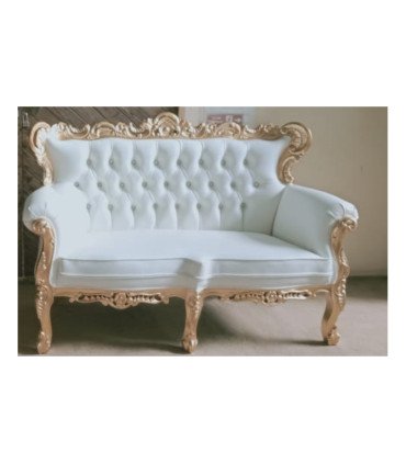 Gold and white wedding banquette rental