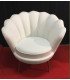 White imitation leather shell-shaped armchair for rent