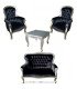 Black velvet and silver wood grandfather armchair rental