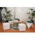 Location pouf carré en simili blanc