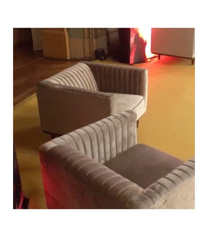 Beige velvet armchair rental