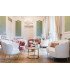 Rounded ecru sofa rental for a wedding with furniture rental