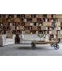 Canapé chesterfield en lin beige 3 places