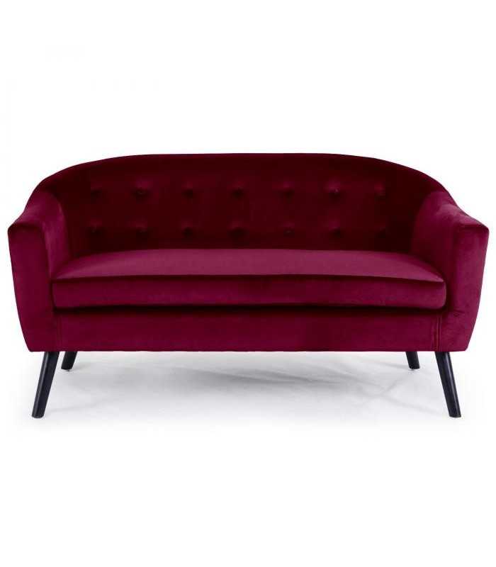 Location canapé scandinave en velours rouge bordeaux