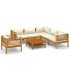 Teak garden furniture with white cushions