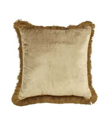 Coussin carré 45 x 45 cm en velours or champagne sur fond blanc