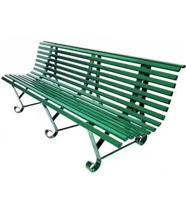 Banc parisien vert en fonte L 195 cm