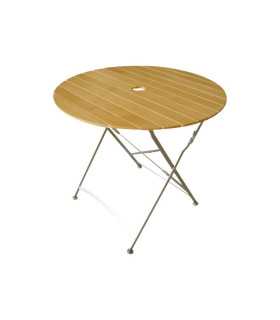 Rental of folding round table in metal and wood