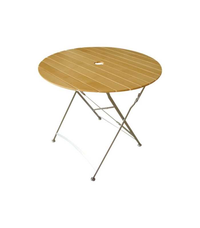 Location table ronde pliante métal et bois
