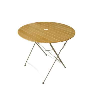Location table ronde pliante métal et bois