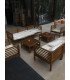 Teak garden furniture with white cushions