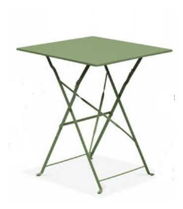 Table de jardin carrée en acier vert cactus
