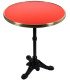 Location table de bistrot parisienne Ø 60 cm plateau rouge cerclé laiton, pied en fonte, fond blanc - 126 Events