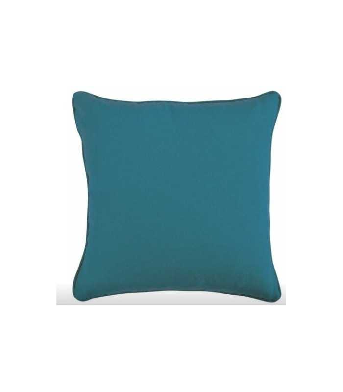 square cushion in blue fabric 40 x 40 cm on white background