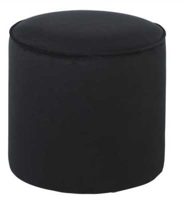 Pouf rond en velours noir Ø 39 cm sur fond blanc