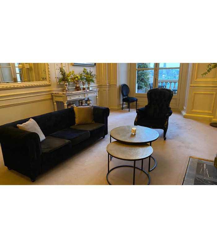 Black velvet medallion chair