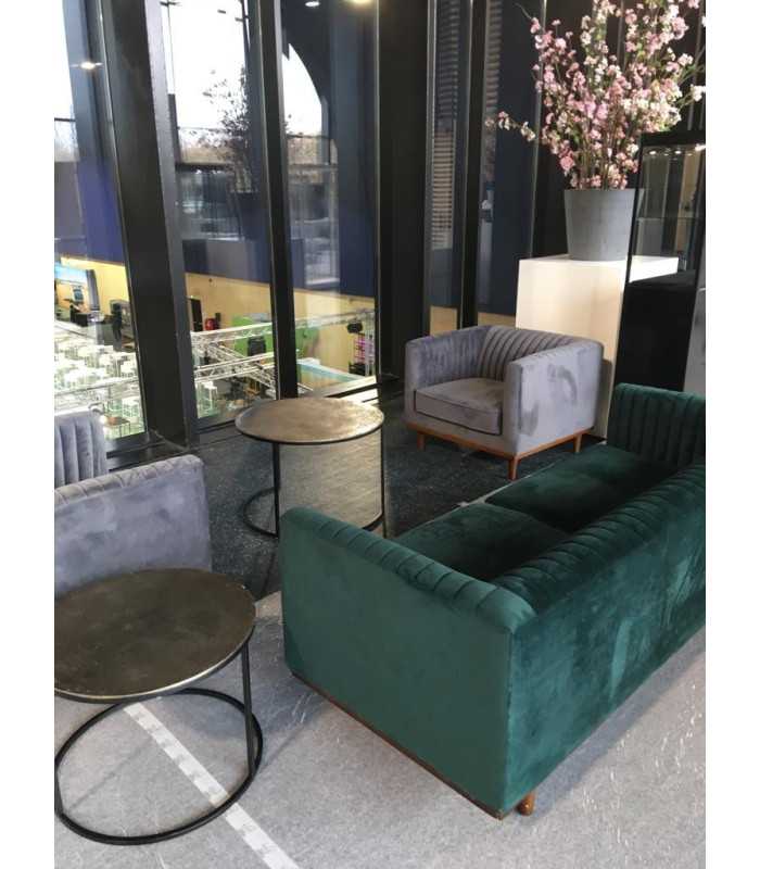 Grey velvet armchair rental