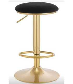 High black stool with adjustable gold metal legs