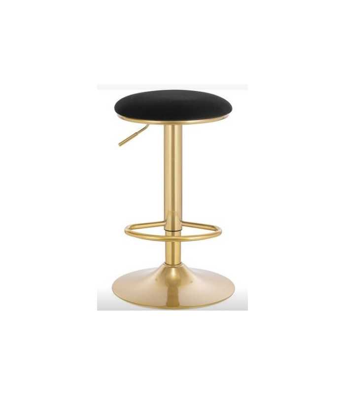 High black stool with adjustable gold metal legs