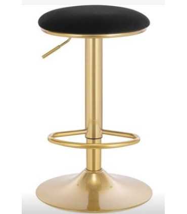 Tabouret haut noir et doré réglables sur fond blanc, vue produit