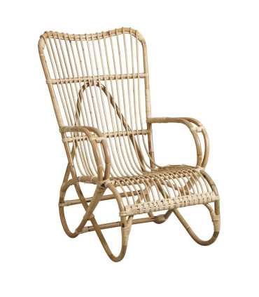 Fauteuil style vintage en manau naturel