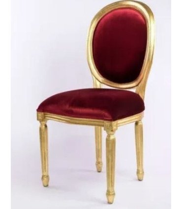 Location de Chaise Medaillon Velours Rouge Et Bois Dore