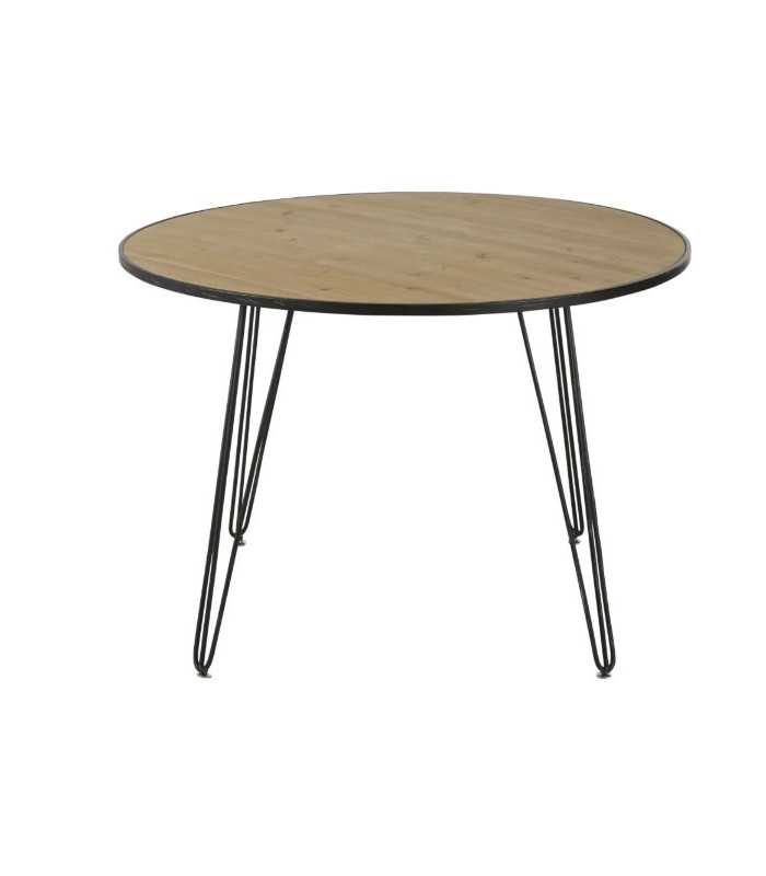 Table ronde metal et bois D 110 cm