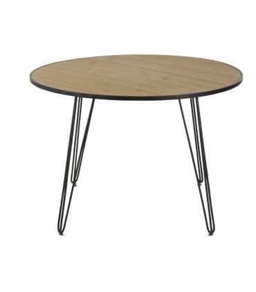 Table ronde metal et bois D 110 cm