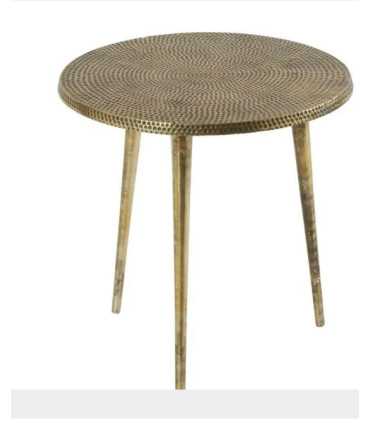 Table basse en métal martelée dorée D 38 cm