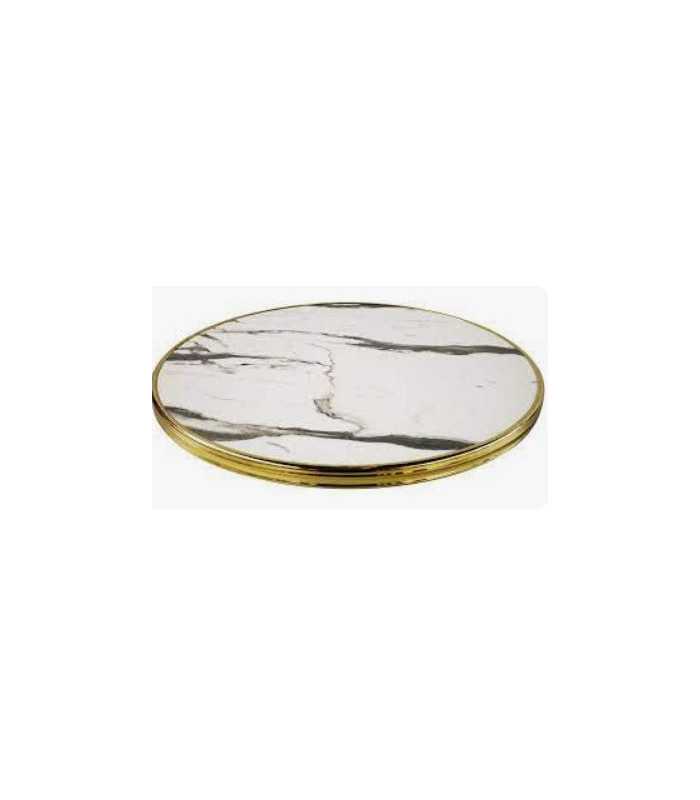 Marbled brass-ringed tray Diam 60 cm