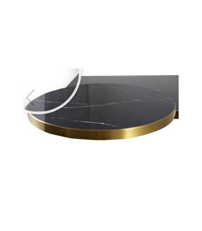 Plateau noir cerclé laiton doré diam 60 cm